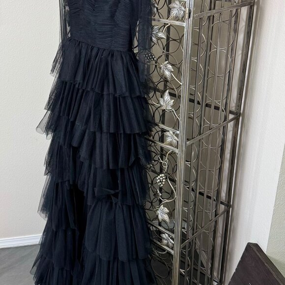 Amelia Couture Black Tiered Gown -Size 0–NWOT's - Picture 4 of 12